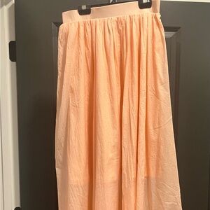 Allegra K Peach Gathered Waist Maxi Skirt
